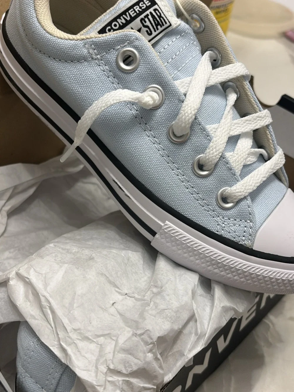 Converse Kids Light Blue and White Low Top Sneakers